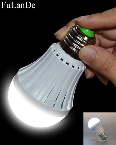 Fulande Emergency LED Light Bulb with Build-in Rechargeable Battery for Hurricane Power Outage,9W(85W Equivalent) 6500K E27 E26 120V 220V