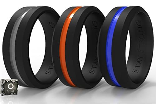 Silicone Wedding Bands (Rings) for Him. 3-Pack. Silicone Rings for Sportsmen, Workers and Active Types.