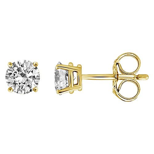 IGI Certified Diamond Stud Earrings for Men Set in 14K Gold(1/4 ctw Yellow)