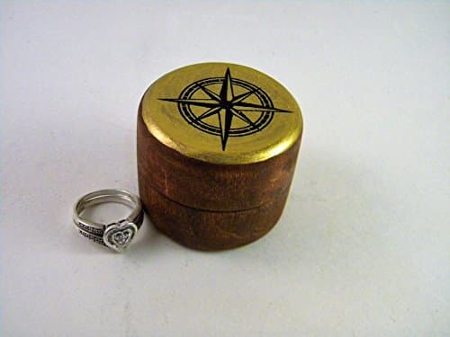 Wanderlust Travel Wedding Theme Compass Wood Ring Box