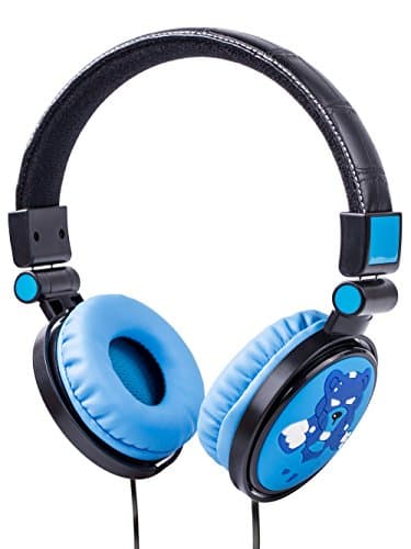 WESONICS Over-Ear Headphones Stereo Wired Computer Headset with Built-in Mic Comfortable Leather Cellphones Earphones for Kids (Blue-Bear) …