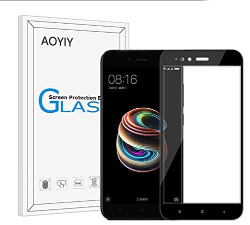 [2 Pack] Full Screen-Xiaomi MI A1 [Crystal Clear][9H Hardness][Scratch Resist] Smartphone Glass Screen Protector-Black