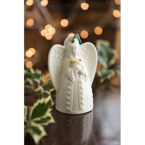 Belleek Pottery Angel with Harp Ornament