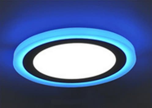 Enersystec,Round LED Panel Light Double Color 6W White 5500K+3W Blue Color, Recessed Round Light Panel,120VAC LED Downlight,LED Ceiling Light Bulb for Home,Open Hole:4.3inches,1pack
