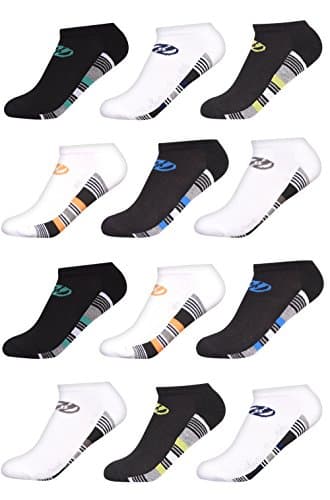 'Heelys Boys 12 Pack Low Cut No-Show Socks, White, Black, Size 9-11'