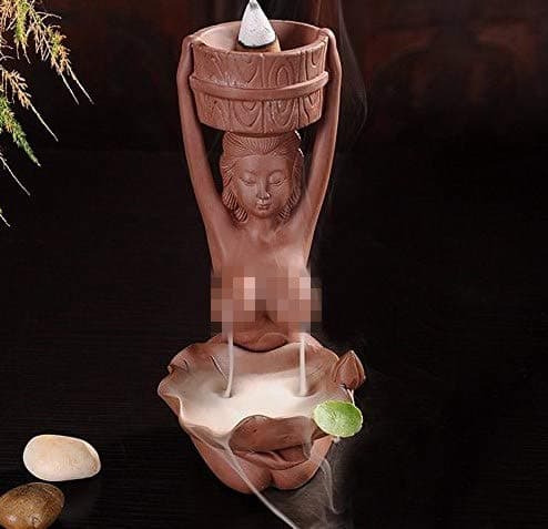 Borang Backflow Incense Burner Ceramic Women Backflow Incense Burner Incense Burner Home Decor Gift Incense Holders Come With 30 Pcs Incense (Style 1)