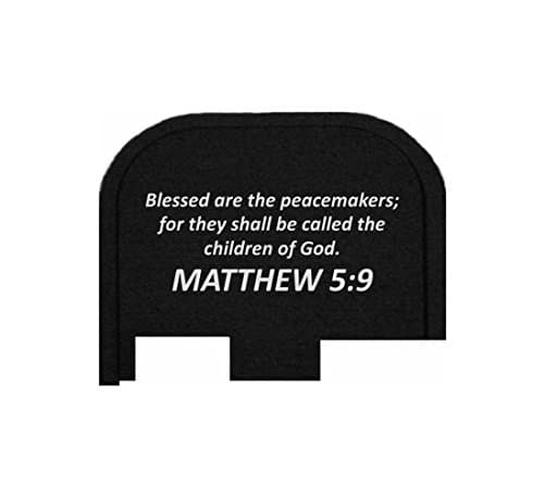 BASTION Glock 42 Butt Plate, Rear Slide Cover Back Plate for Glock 42 .380 Accessories ONLY Laser Engraved - Matthew 5:9