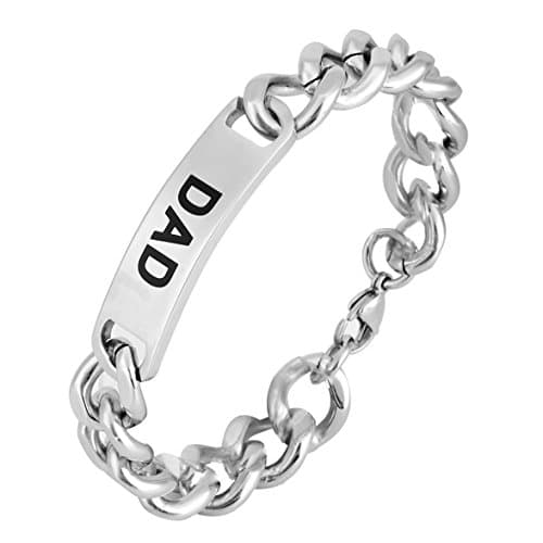 Starmond Men's DAD Identification Engraved Bracelet Bangle Link Chain cuff bracelet Wrap Wrist Band