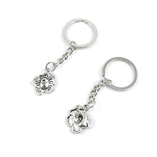50 Pieces Keychain Keyring Door Car Key Chain Ring Tag Charms Bulk Supply Jewelry Making Clasp Findings E3TF3U Flower Rose