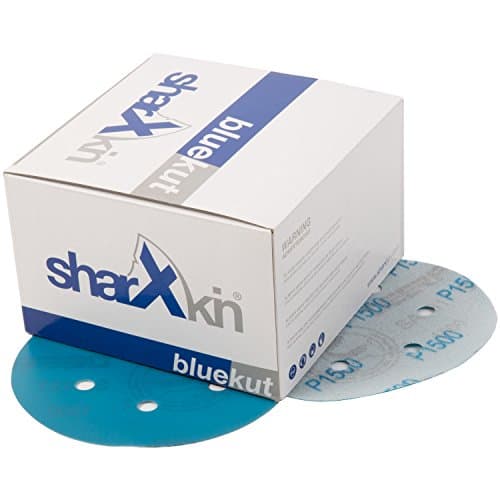 6” Sanding Discs by Sharxkin BlueKut 100-Count Pack 6 Holes Hook and Loop Aluminum Oxide in Multiple Grits for Automotive Car Home Repair Woodworking and Furniture Refinishing (P1500 Grit)