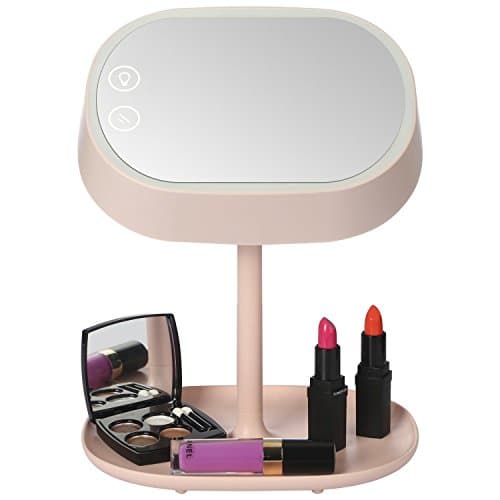 Norjack Beauty Lighted Makeup Vanity Mirror with Table Lamp for Bedroom Pink