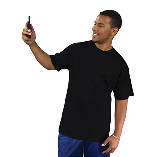 Big Boy Bamboo Tall Men’s Crew Neck with Pocket T-Shirt (3XLT, Black)