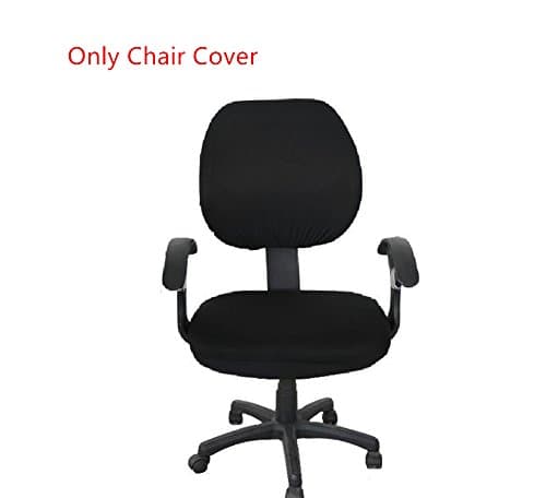 Pure Color Polyester Rotating Chair Cover Doptou Universal Computer Office Stretch Chair Slipcover Machine Washable Chair Protector Cover (Black)
