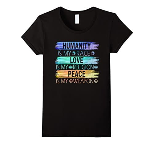 Women's HUMANITY IS MY RACE SHIRTS Small Black