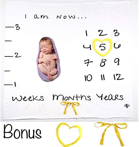 Milestone Blanket | Easy Layout for Creative Photos | Beautiful Large Soft Plush Fleece Blanket for Boy or Girl | Photography Backdrop | Record Weeks Months and Years |