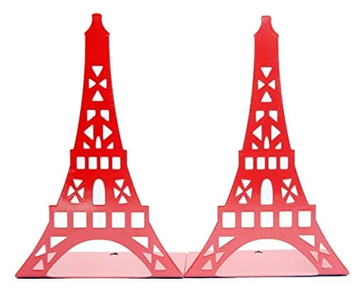 Ahkea Eiffel Tower Shaped Bookends - Creative Iron Bookends For Kids Children Bedroom Library School Office Desk Study Gift (Red)