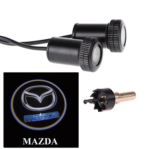 Slite Universal Car LED Projector Door Lamp Ghost Shadow Welcome Light Laser Emblem Logo Kit for BMW with Stylus Dust Plug- 1 Pair (Mazda)