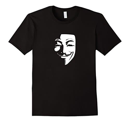 Mens Anonymous Guy Fawkes T-Shirt Medium Black