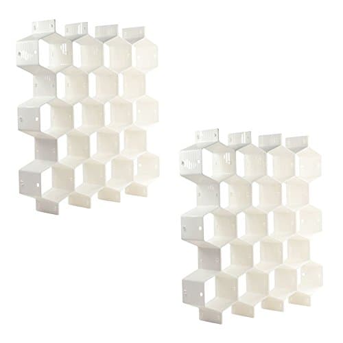 Vacker 2 Pcs Household Pink Plastic Partition Bee Style Underwear Socks Bras Ties Belts Scarves Drawer Divider Cabinet Clapboard (White)