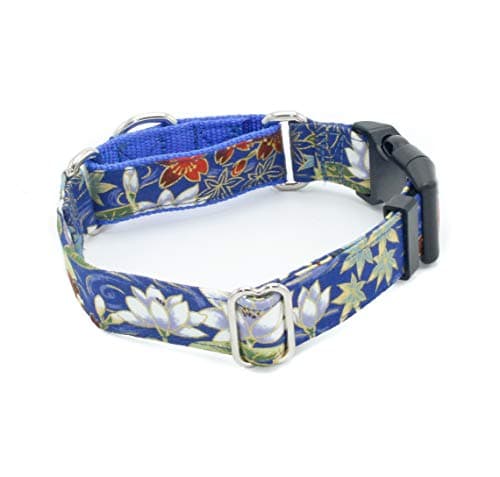 Caninus Collars Japanese Flowers - 5/8" - 2" Width Dog Collar - Buckle & Martingale