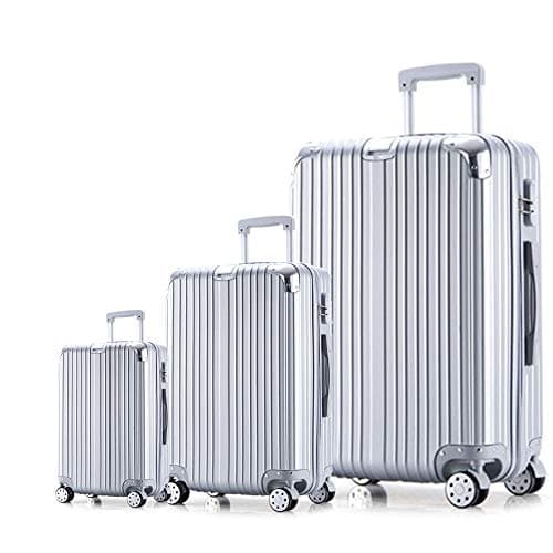 SAHASAHA Luggage 3 Piece Set Suitcase Spinner Hardshell Lightweight (silver, 20 inch+24 inch+28 inch)