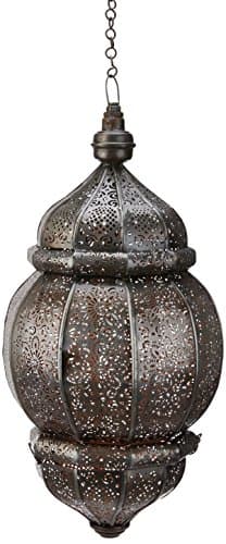 Anasa Decor Decorative Moroccan Metal Lantern (26.04 cm x 26.04 cm x 50.8 cm, Brown)