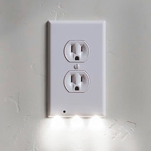 Outlet Cover Wall Plate with Led Night Light(4 PACK)- No Batteries or Wires, Installs in seconds by BoagLed