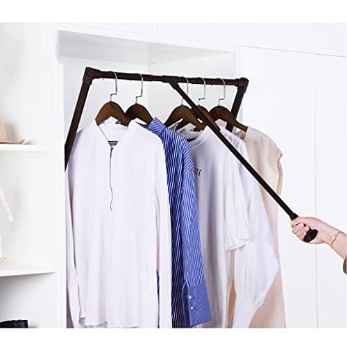 FKDEKUZI Lift Pull Down Adjustable Width hanger,Wardrobe Clothes Hanger Rail soft return (764-864mm)