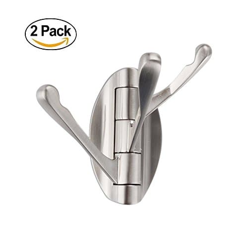 Bosszi Triple Swing Arm Robe Hook Hangers Wall Mount Solid Metal Brushed Nickel Finish