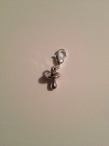 Divine Beads: Stylish and Beautiful Babies Dummy Dangle Clip on Charm. Fits Thomas Sabo and other European Clip on Charm bracelets