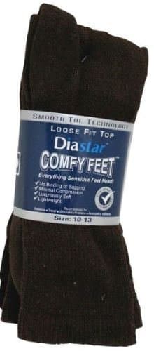 Diastar Comfy Feet Diabetic Socks, Brown, 10-13, 3 pack - Buy Packs and Save (Pack of 4)
