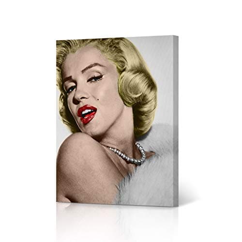 HB Art Design Marilyn Monroe Wall Decor in White Fur Colored Canvas Wall Art for Bedroom Canvas Print Fashion Living Room Bathroom Vintage Office Decor Made in The USA 17x11