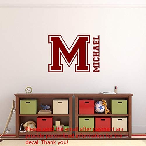 Quotes Vinyl Wall Art Decals Saying Words Removable Lettering Customized Kids Name and Initial Bedroom Living Room Personalized Boy Name Home Decor
