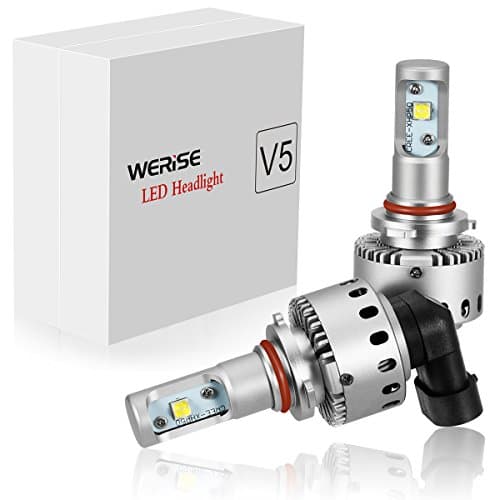 WERISE V5 9006(HB4)/9012 LED Headlight Bulbs All-in-one Conversion Kit with CREE XHP50 Chips- 50w 6,000Lm 6500K Cool White - 2 Yr Warranty