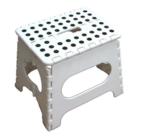 Jeronic SS051WR 11" Folding Stool for Adults & Kids, Kitchen Stools, Garden Stool, Holdup to 200 lb., White