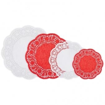 Anagram Red &amp; White Paper Doilies in different sizes - pack of 40