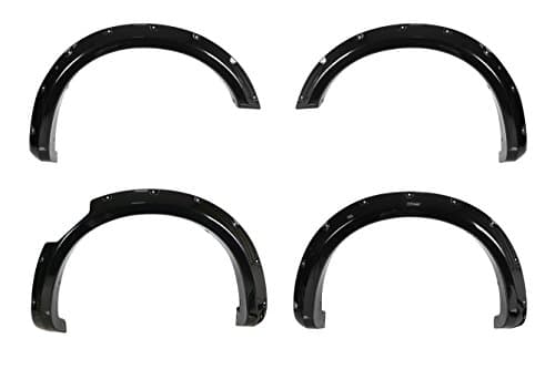 4pcs Front and Rear Smooth Black Aftermarket Pocket Riveted Style ABS Plastic Bolt On Fender Flares for 2016 2017 Nissan Titan