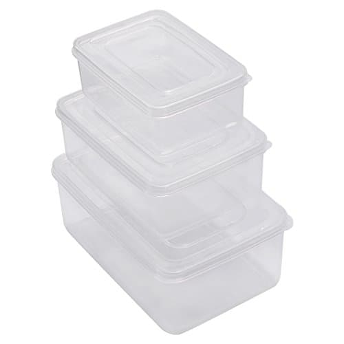 Firstway 3-Packs Kitchen Food Storage Containers with Lids BPA Free Plastic Preserving Boxes Suitable to Carry Food,Vegetables and Fruits or Use in Microwave - Transparent