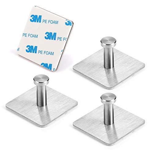 3m Hooks Bathroom Towel Utility Adhesive Hooks for Hanging Coats Hats Keys Bags By Meluoher,4 Pack (square #2)