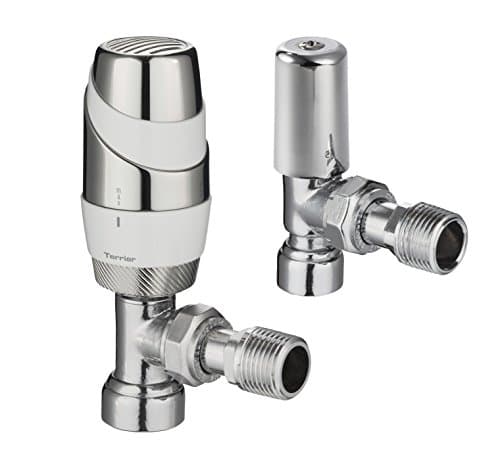 Terrier 632336 Gloss White Valve with 10 mm Chrome Angle Bodied and Lock Shield Valve by Terrier