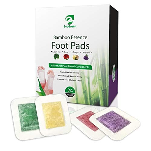 Bamboo Essence 24 pc All Natural Plant Based Foot Pads for Aroma Foot Therapy Relaxation, Deep Sleep Aid, Cleansing, Removes Impurities, Health and Wellness, 4 Fragrance Green Tea Lavender Ginger Rose