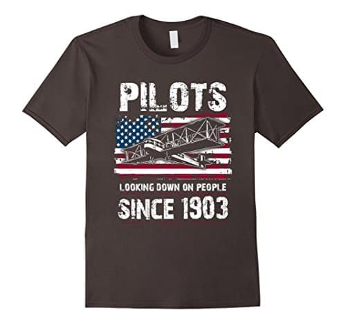Mens Pilots looking down on people since 1903 funny tshirt Large Asphalt