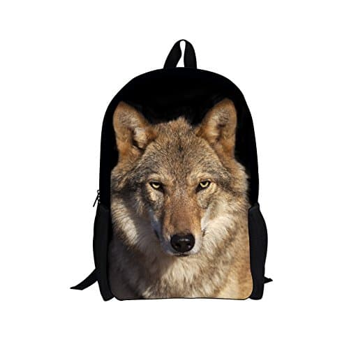 Cool 3D Staring Wolf Children 16-inch School Book Bag Printing Backpacks For Kids,Boys or Girls