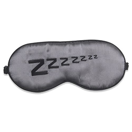 OwMell Cute ZZZ Pattern Sleep Eye Mask, Soft Silver Gray Double-Side Smooth Real Silk Eye Shade with Adjustable Strap