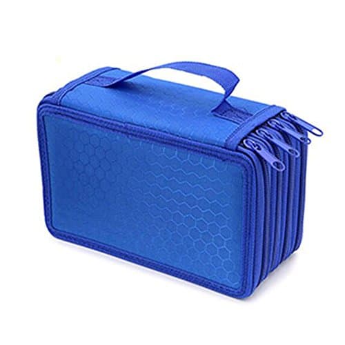 Pencil Case,ANTIKE 72 Holes Inserting Super Large Capacity Multi-layer Students Pen Bag Pencil Organizer Stationary Holder Bag (4 Layers, Blue)