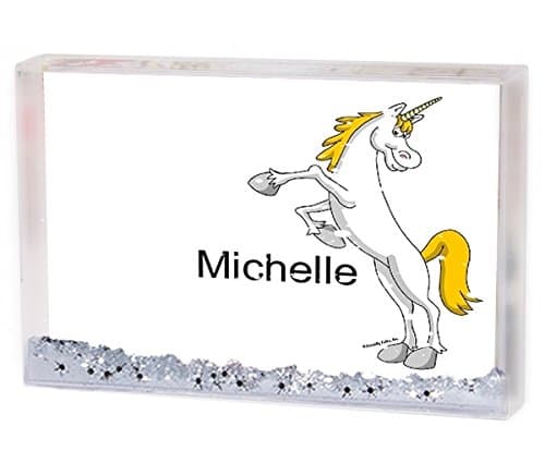 Personalized Friendly Folks Cartoon Snow Globe Frame Gift: Unicorn - Up Great for children, room décor, nursery