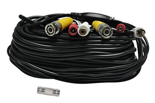 Iseeusee 60 Feet Black Security BNC Video Power CCTV Surveillance Camera Extension Cables