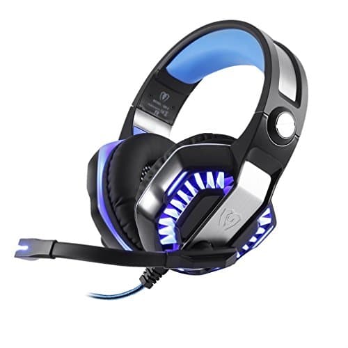 Wired GM-2 Gaming Headset Headphones with Microphone LED Light Stereo Surround Headphone for Computer Gamer Smartphones (Blue)