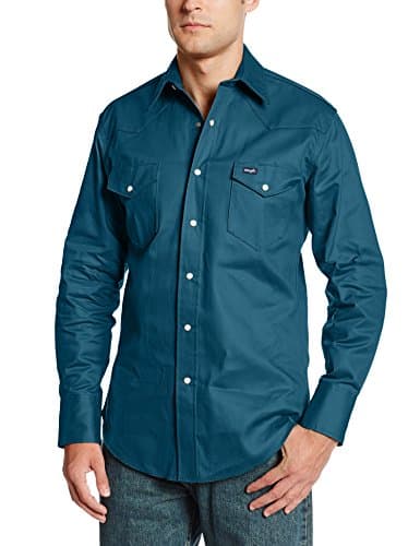 Wrangler Men's Cowboy Cut Long Sleeve Western Snap Solid Work Shirt