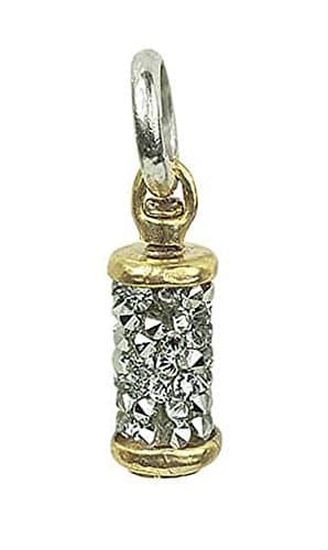 Wax Poetic Brass &amp; Silvertone Clear Kristal Spinner THRIVE Charm or Pendant 1 1/8